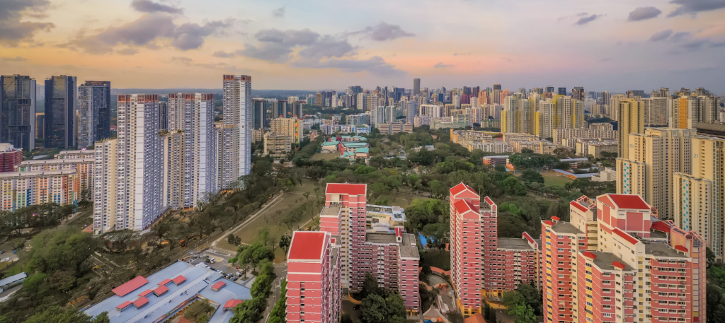 aerial view of hdb and condominium