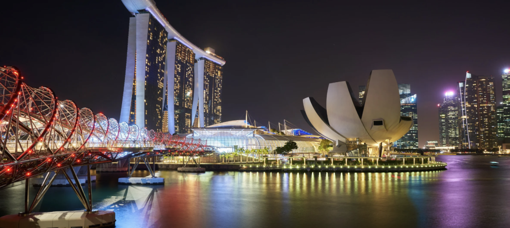 night view of marina bay sands singapore